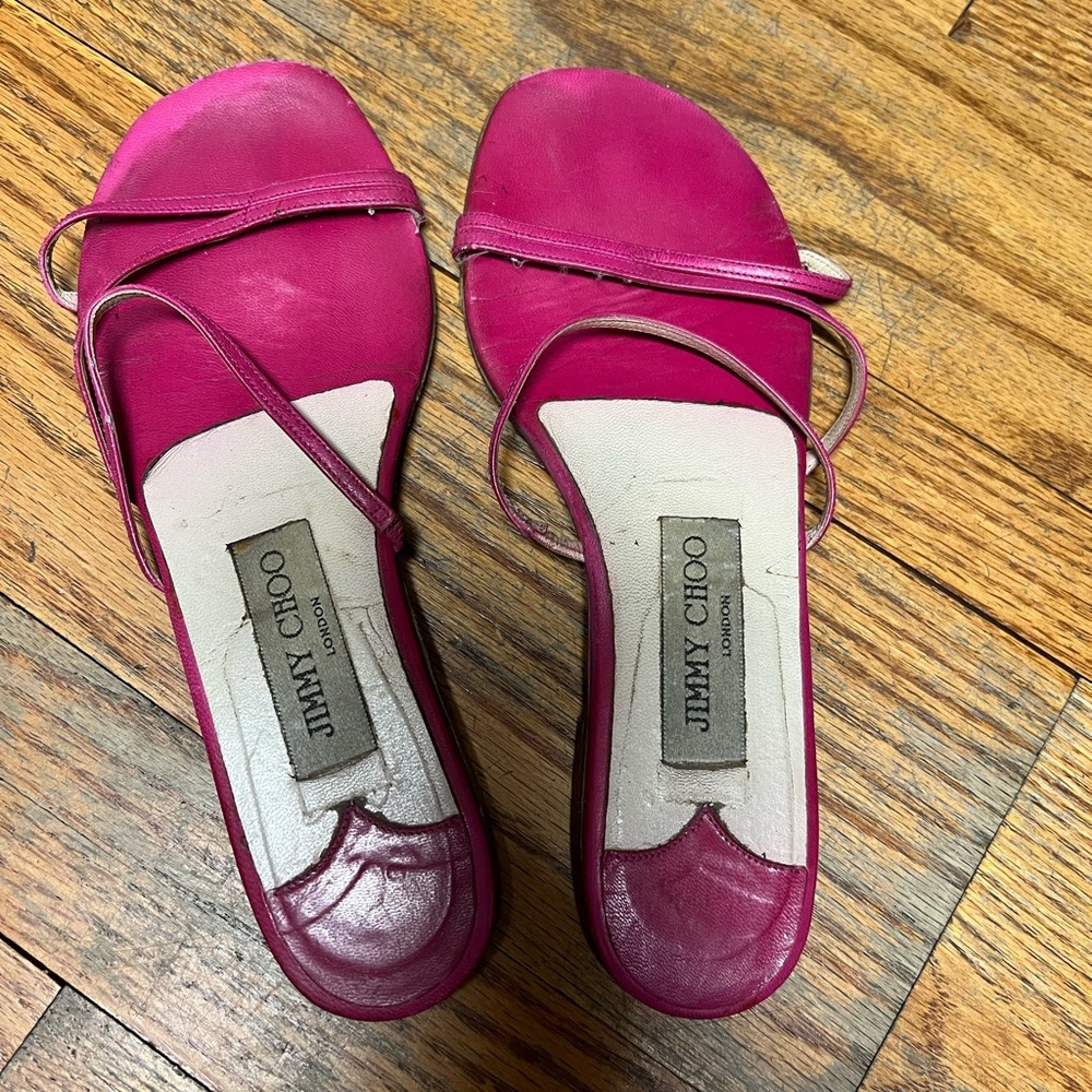 Jimmy Choo - hot pink - flat sandals - size 6